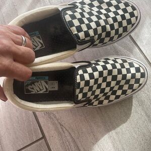 Vans Black and White Checkerboard Slip-Ons